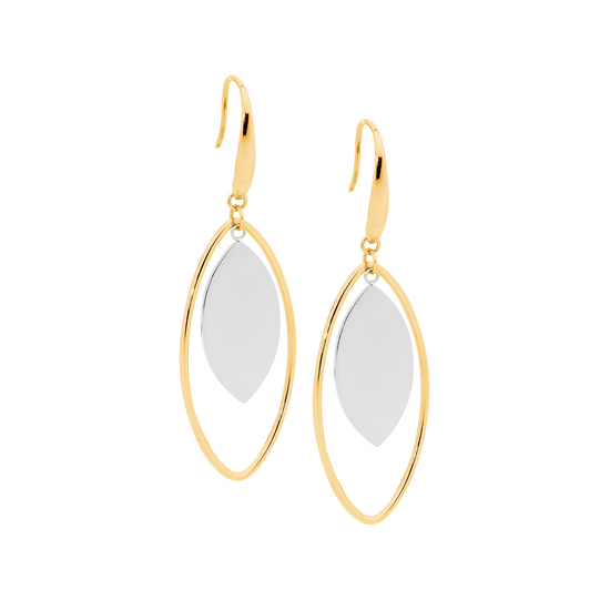 Ellani Stainless Steel Gp Open Tear Drop Earrings