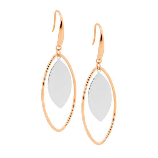 Ellani Stainless Steel Rgp Open Tear Drop Earrings