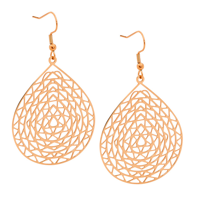 Ellani Stainless Steel Rgp Abstract Tear Drop Earrings 2