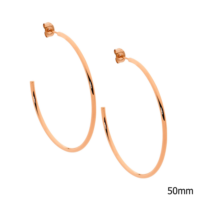 Ellani Stainless Steel Rgp 50mm Hoop Earrings