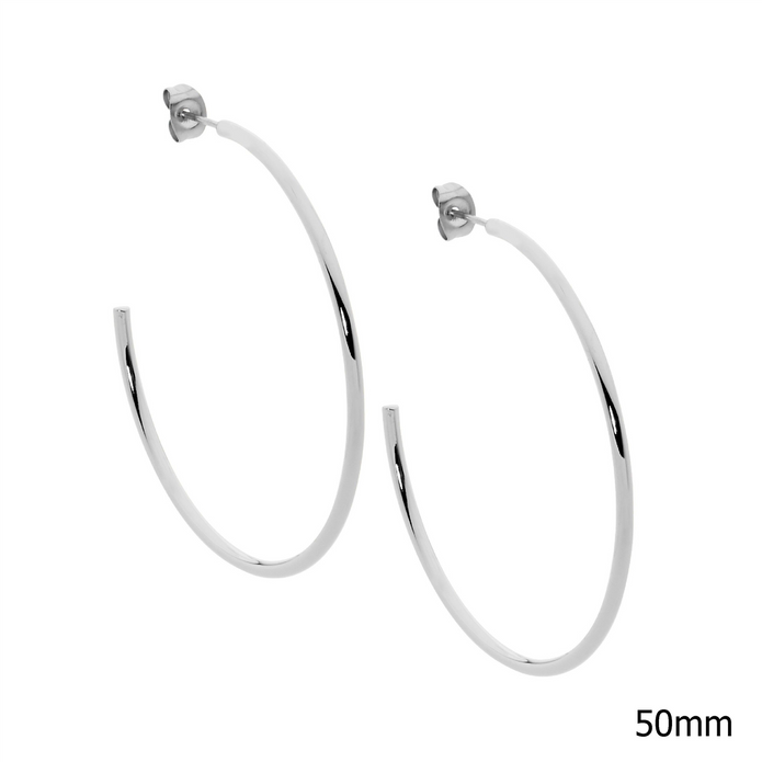 Ellani Stainless Steel 50mm Hoop Earrings