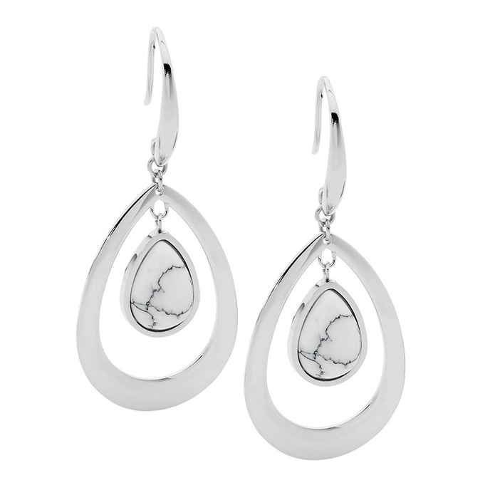 Ellani Stainless Steel Open Tear Drop Earrings