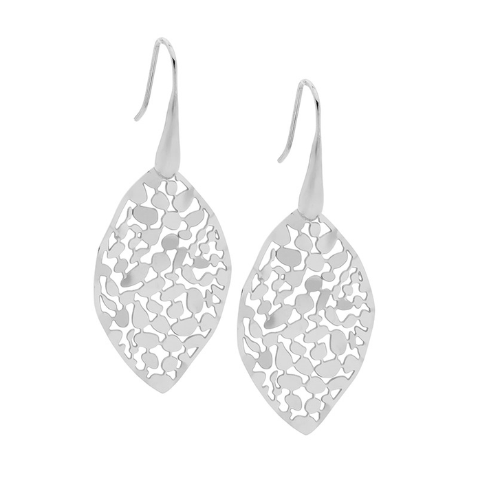 Ellani Stainless Steel 35mm Leaf Drop Earrings