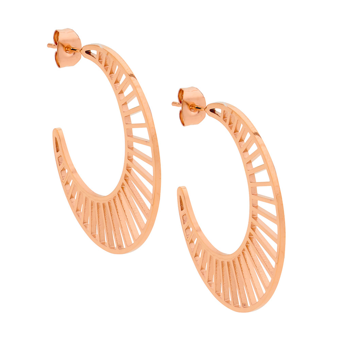 Ellani Stainless Steel 35mm Rgp Hoop Earrings