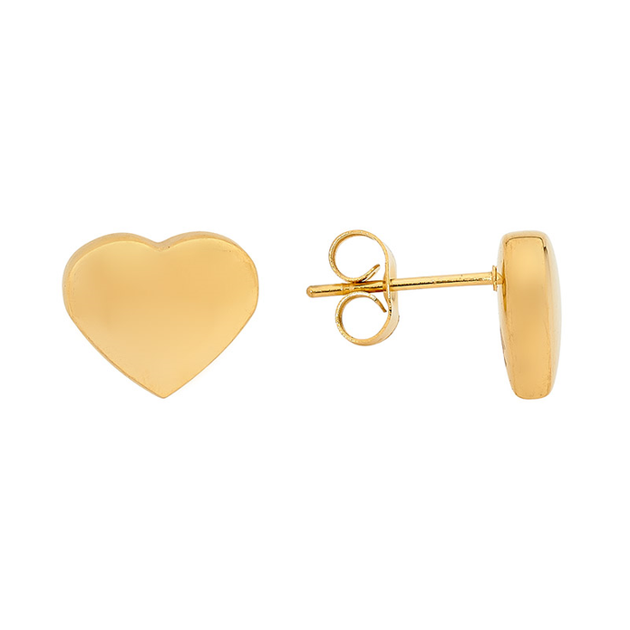Ellani Stainless Steel Rgp Heart Shaped Stud Earrings