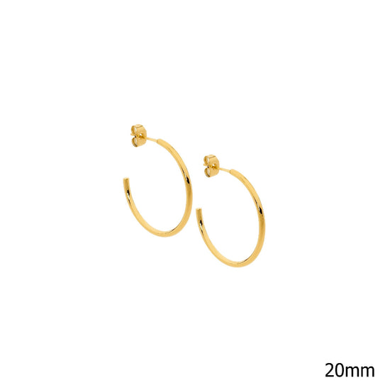 Ellani Stainless Steel Gp 20mm Hoop Earrings