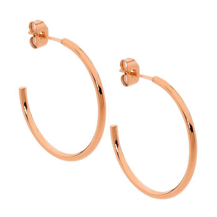 Ellani Stainless Steel Rgp 30mm Hoop Earrings