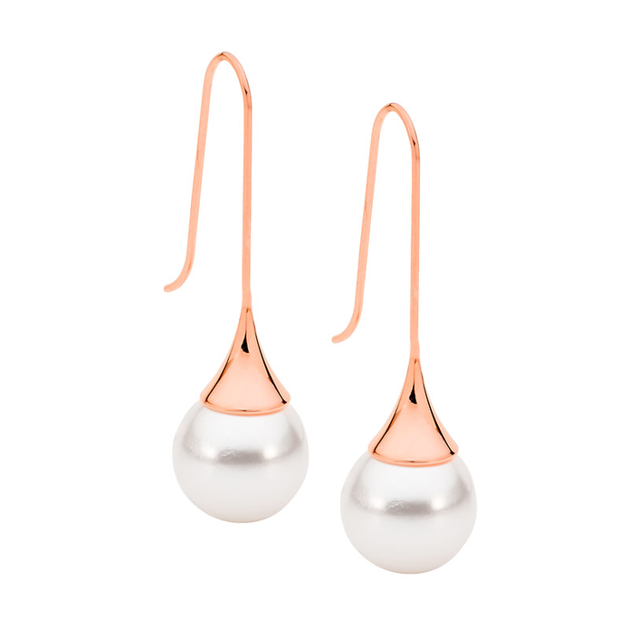 Ellani Stainless Steel Shell Rgp Long Drop Earrings