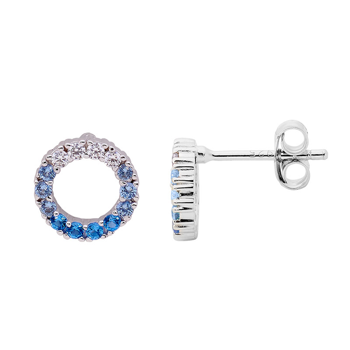 Ellani Sterling Silver 9mm Cz Open Circle Earrings 2