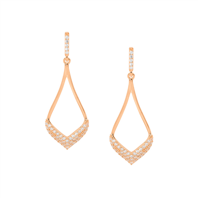 Ellani Sterling Silver Rgp Cz 40mm Open Tear Drop Earrings