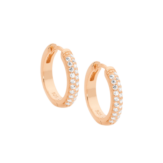 Ellani Sterling Silver Rgp Cz 16mm Hoop Earrings