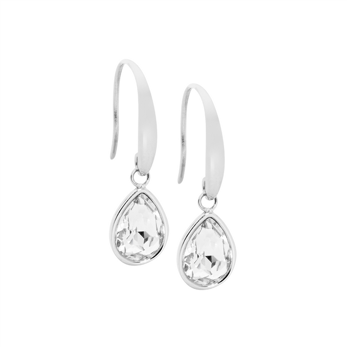 Ellani Stainless Steel Glass Tear Drop Earrings