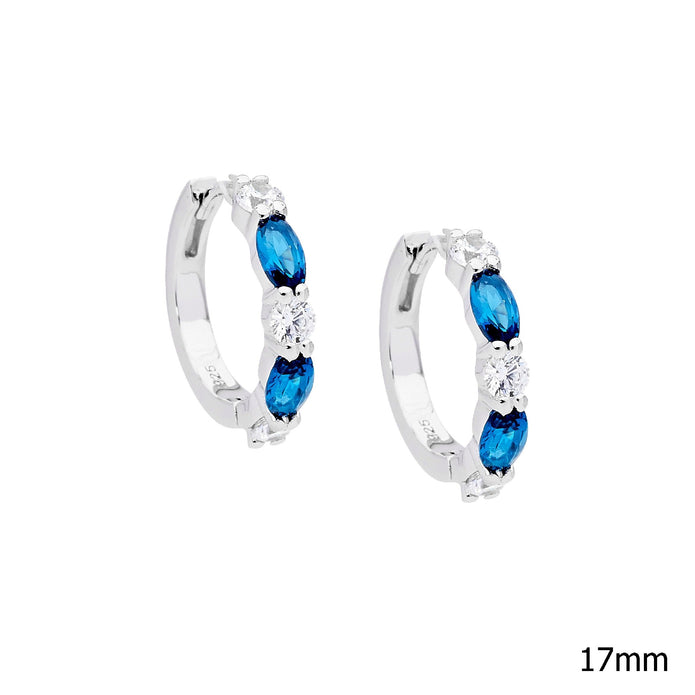 Ellani Sterling Silver 17mm Cz Hoop Earrings