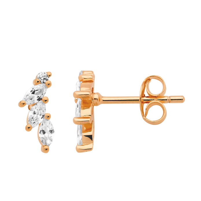Ellani Sterling Silver Cz Rgp Stud Earrings