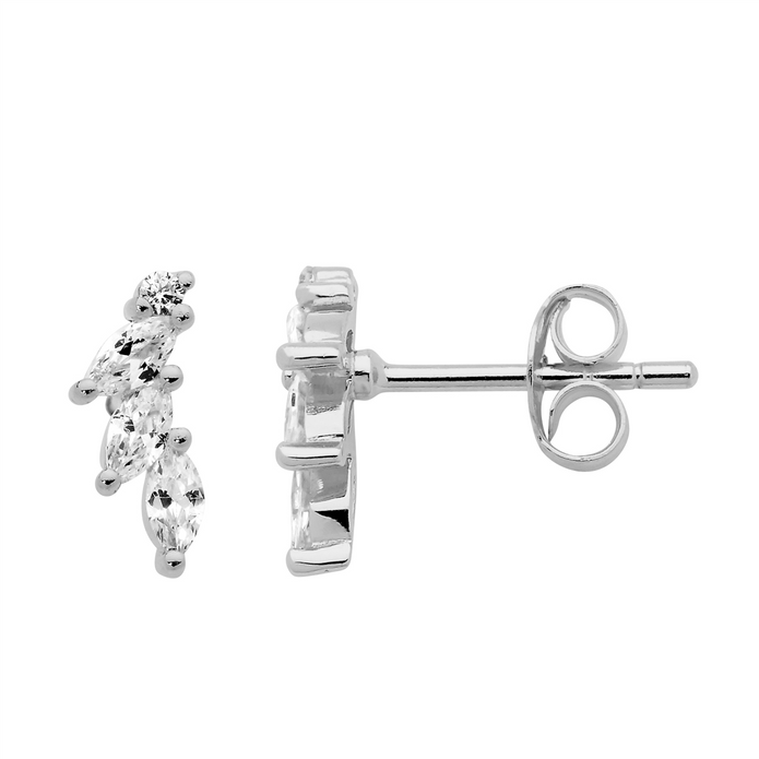 Ellani Sterling Silver Cz Stud Earrings 2