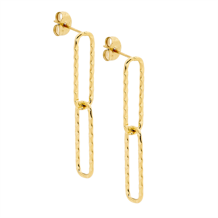 Ellani Stainless Steel Double Open Gp Drop Earrings