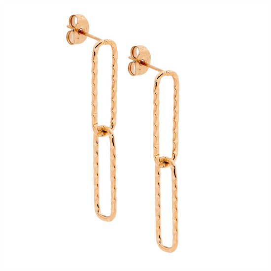 Ellani Stainless Steel Double Open Rgp Drop Earrings