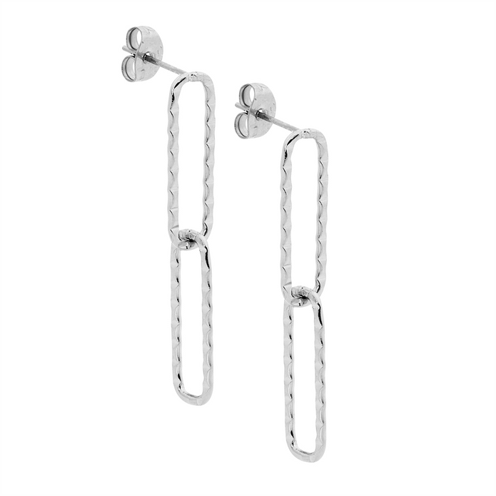 Ellani Stainless Steel Double Open Drop Earrings