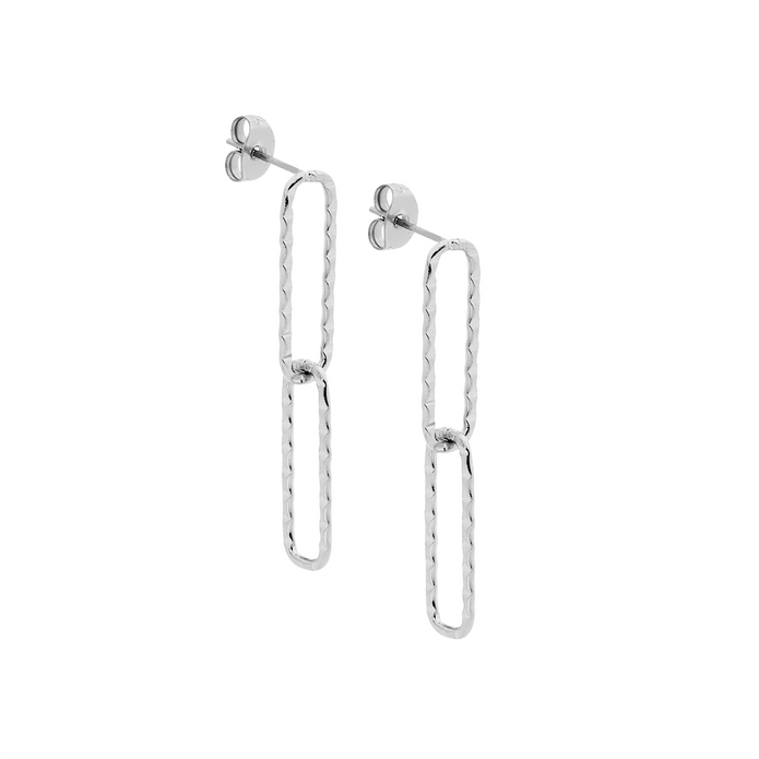 Ellani Stainless Steel Double Open Drop Earrings