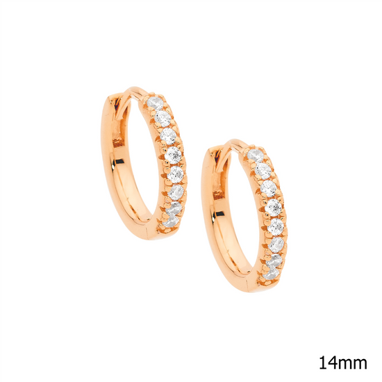 Ellani Sterling Silver Rgp Cz 14mm Hoop Earrings