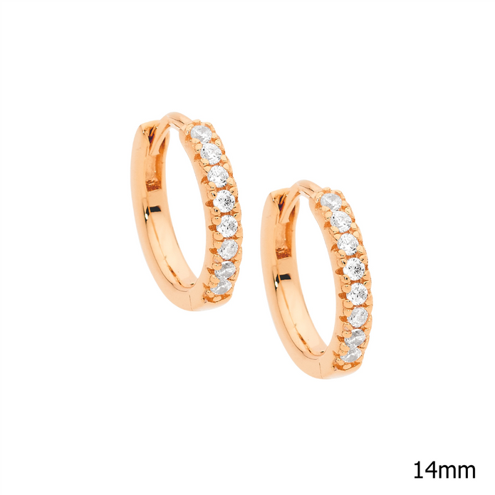 Ellani Sterling Silver Rgp Cz 14mm Hoop Earrings