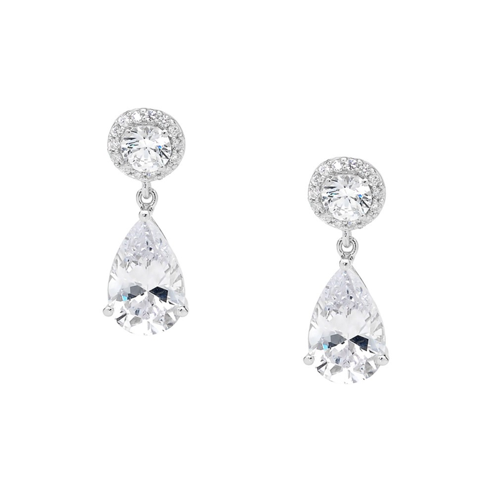Ellani Sterling Silver Cz Drop Earrings 2