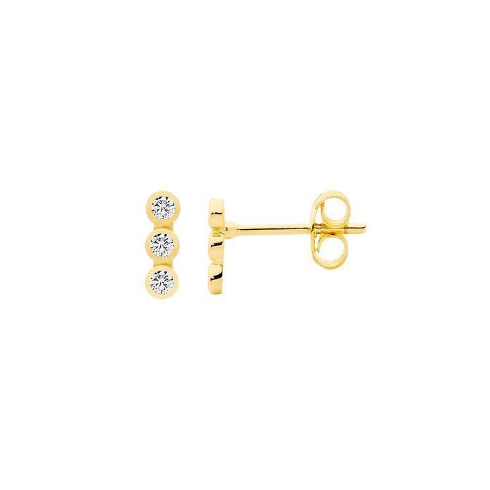 Ellani Sterling Silver Cz Gp Stud Earrings 2