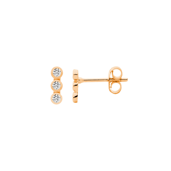 Ellani Sterling Silver Cz Rgp Stud Earrings 2