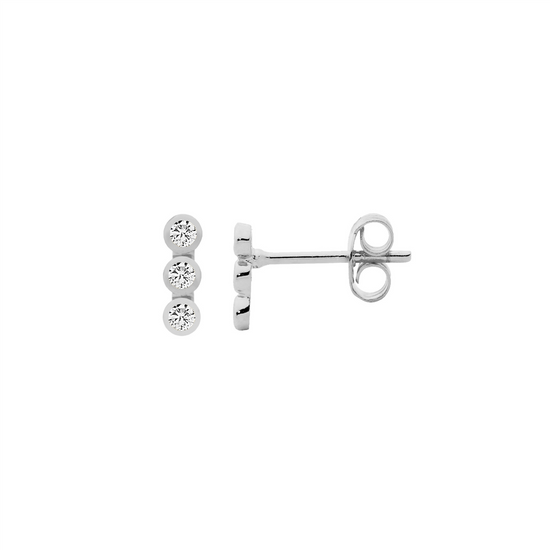 Ellani Sterling Silver Cz Stud Earrings