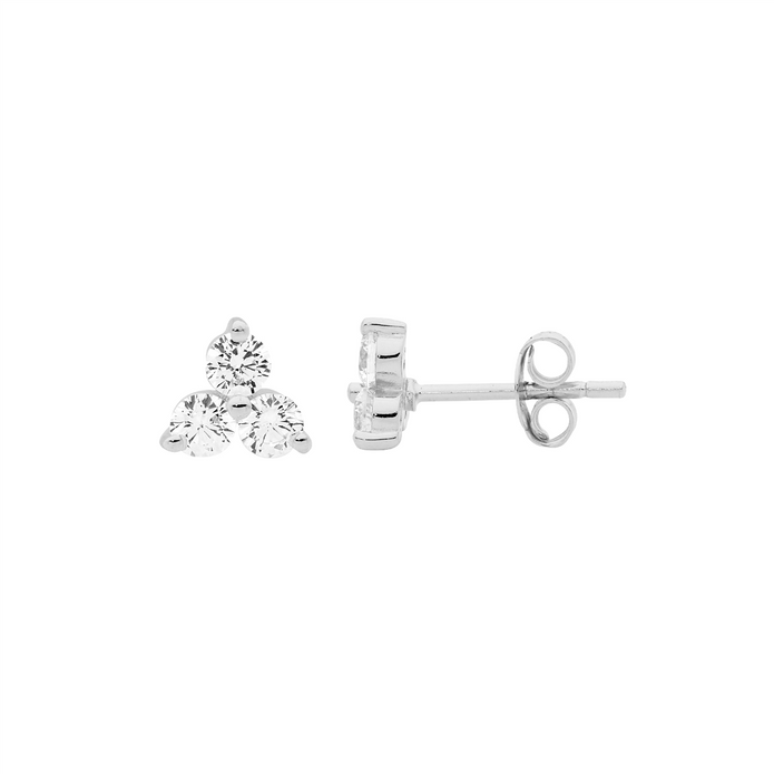 Ellani Sterling Silver Cz Stud Earrings 3