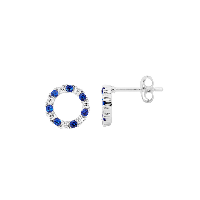 Ellani Sterling Silver 9mm Cz Open Circle Stud Earrings
