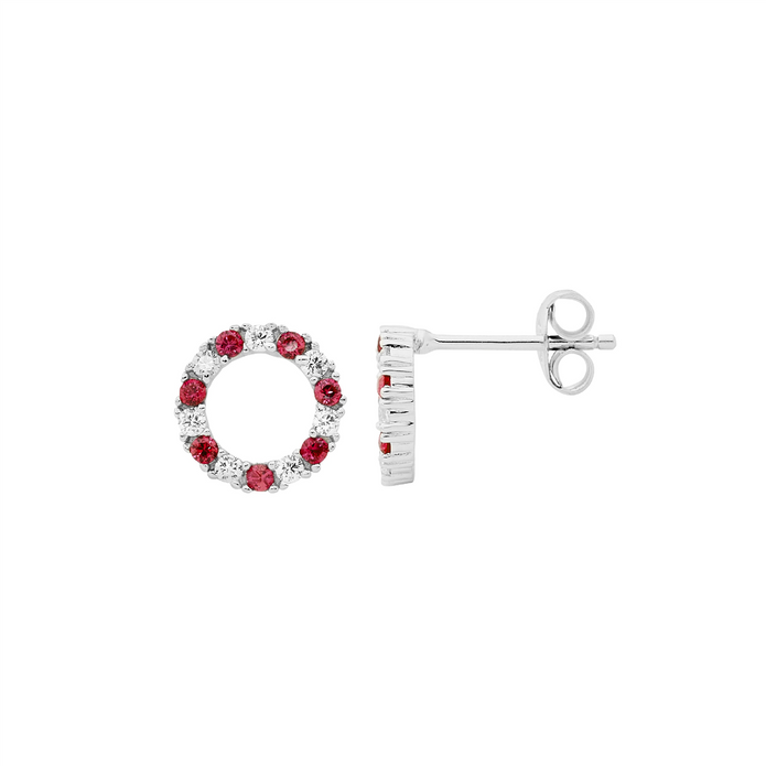 Ellani Sterling Silver 9mm Cz Open Circle Stud Earrings 3
