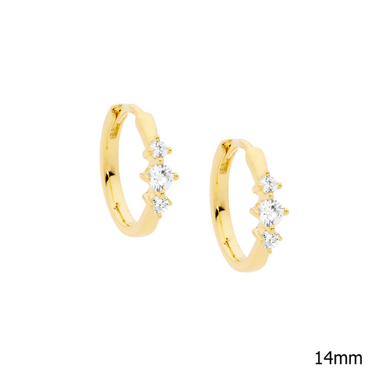 Ellani Sterling Silver 14mm Cz Hoop Earrings 2