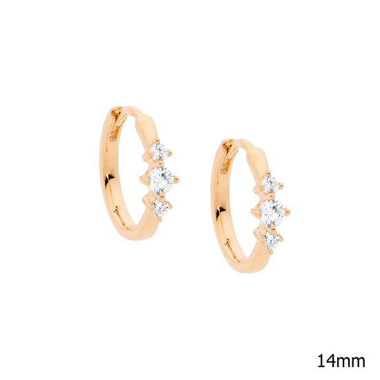 Ellani Sterling Silver 14mm Cz Hoop Earrings 3