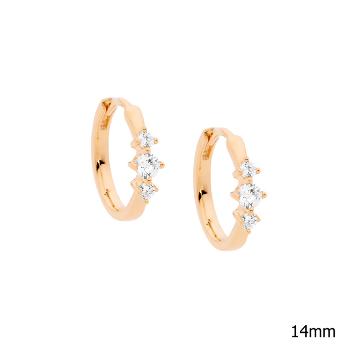 Ellani Sterling Silver 14mm Cz Hoop Earrings 3