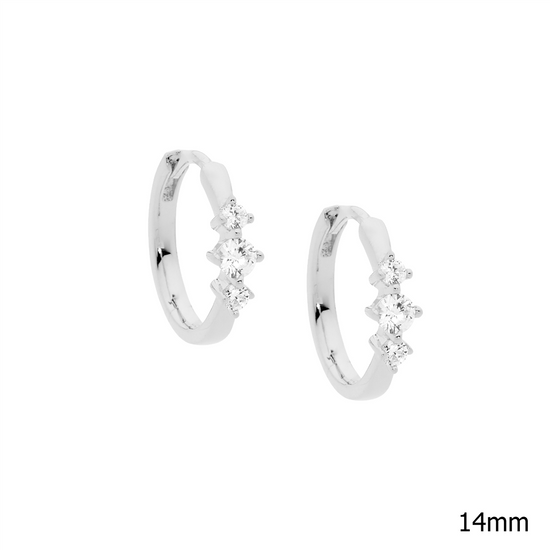 Ellani Sterling Silver 14mm Cz Hoop Earrings 4