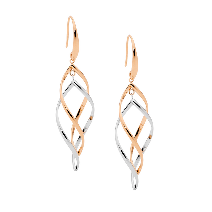 Ellani Stainless Steel Double Twist 2t Earrings