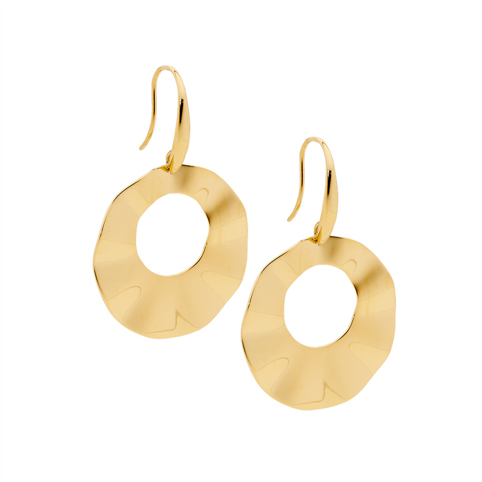 Ellani Stainless Steel Ygp 3cm Open Wave Drop Earrings