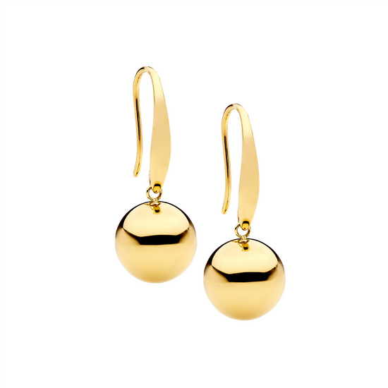 Ellani Stainless Steel Gp Ball Drop Earrings