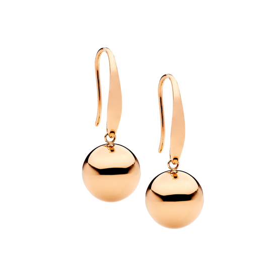 Ellani Stainless Steel Rgp Ball Drop Earrings
