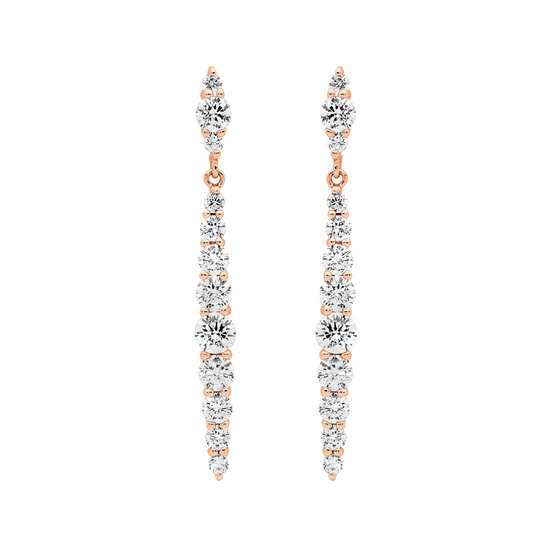 Ellani Sterling Silver Rgp Cz Drop Earrings