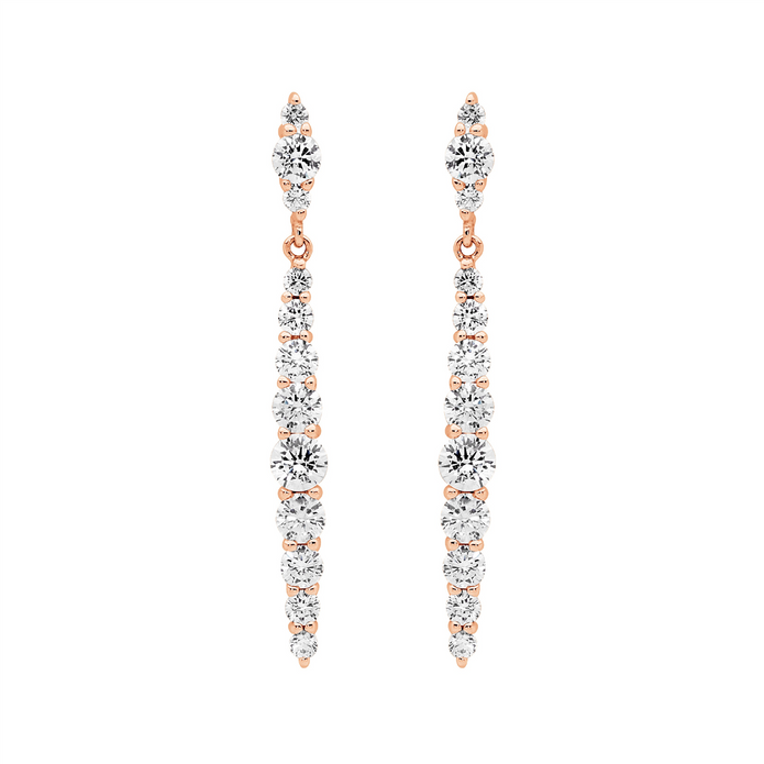 Ellani Sterling Silver Rgp Cz Drop Earrings