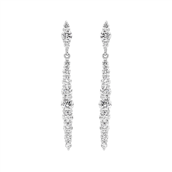 Ellani Sterling Silver Cz Drop Earrings 4