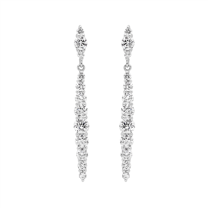 Ellani Sterling Silver Cz Drop Earrings 4