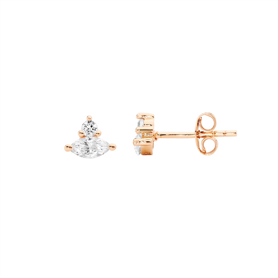 Ellani Sterling Silver Rgp Cz Stud Earrings