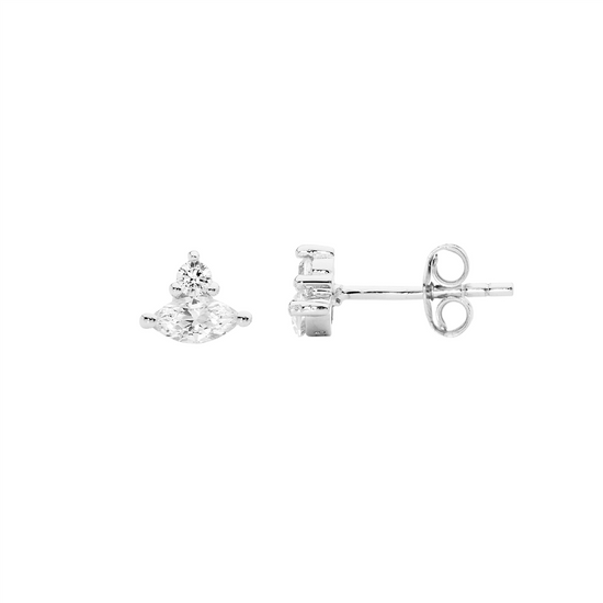 Ellani Sterling Silver Cz Stud Earrings 5