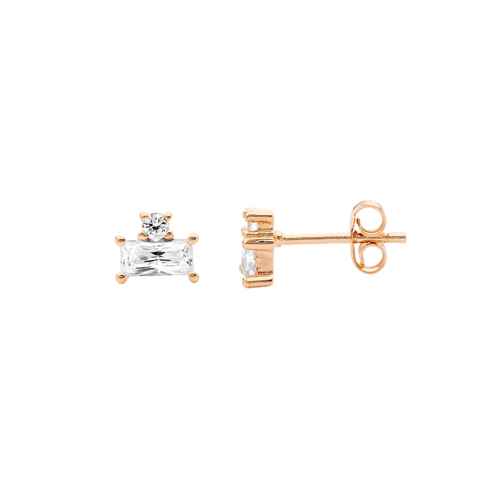 Ellani Sterling Silver Rgp Cz Stud Earrings 2