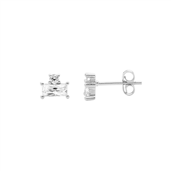 Ellani Sterling Silver Cz Stud Earrings 4