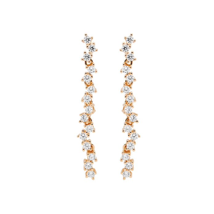 Ellani Sterling Silver Rgp Cz 4cm Stud Drop Earrings