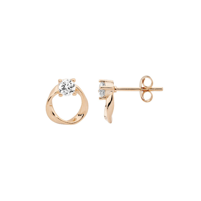 Ellani Sterling Silver Rgp 9mm Open Circle Stud Earrings